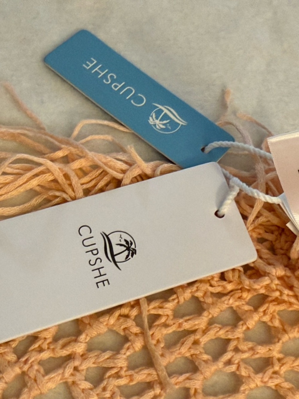 Cupshe Peach Crochet Fringe Swimsuit festival coverup - Picture 7 of 8